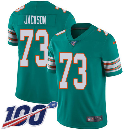 Nike Miami Dolphins #73 Austin Jackson Aqua Green Alternate Youth Stitched NFL 100th Season Vapor Untouchable Limited Jersey->youth nfl jersey->Youth Jersey